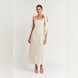 DISSH Cream Tie-Shoulder Midi Dress
